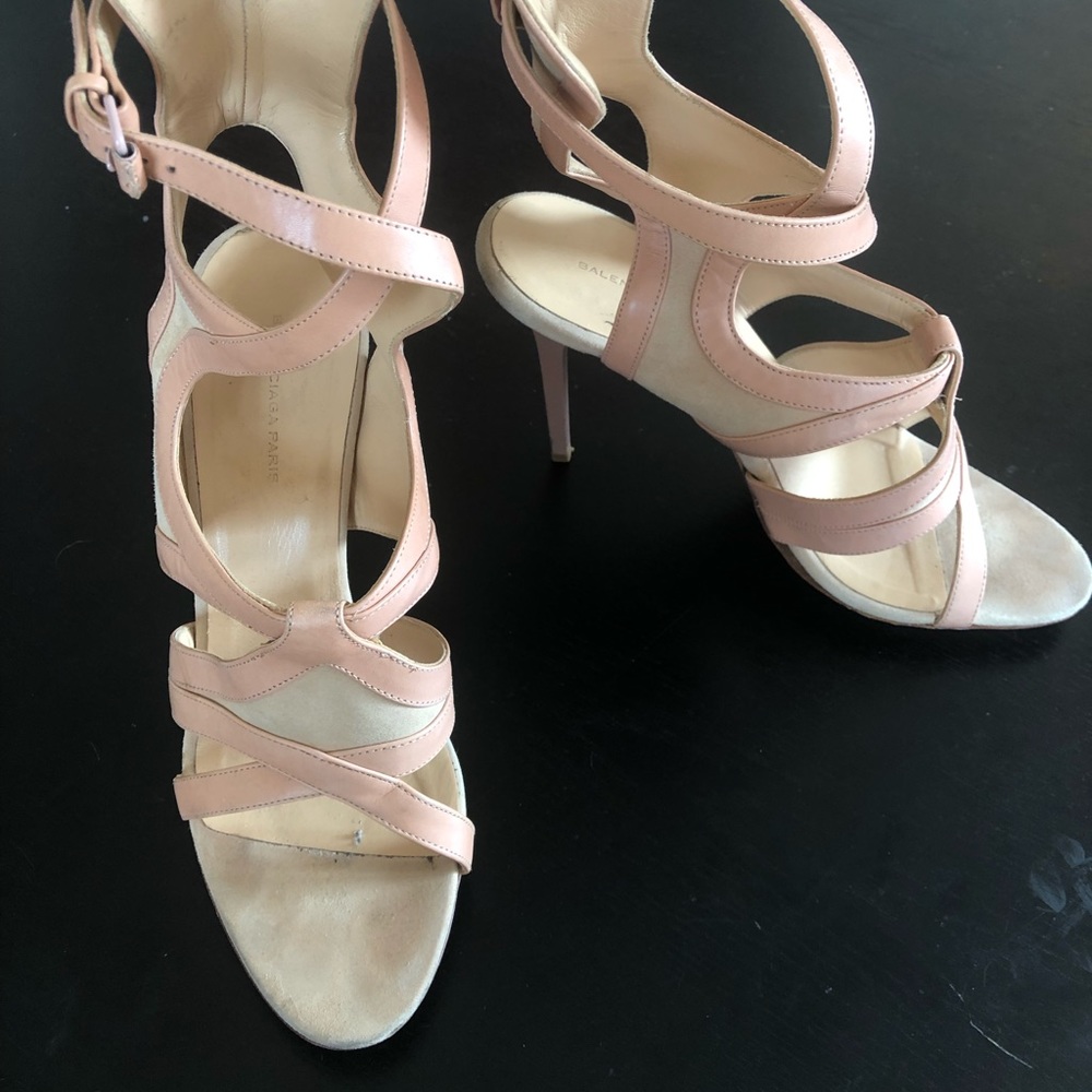Blush pink Balenciaga strappy high sandal heels 38.5